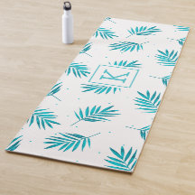 Turquoise tropical palm leaves pattern