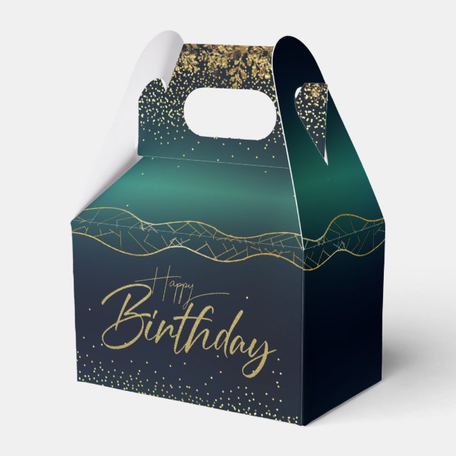 turquoise-turquoise gold favor box (Front Side)