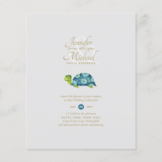 Turquoise Turtle Bridal Shower by Mail or Wedding (Front)