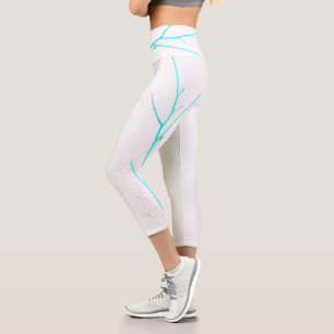 Turquoise Twig White Concrete Texture Leggings
