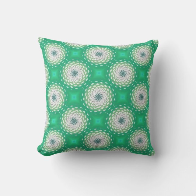 Turquoise Twirl Pattern Dot Throw Pillow (Front)