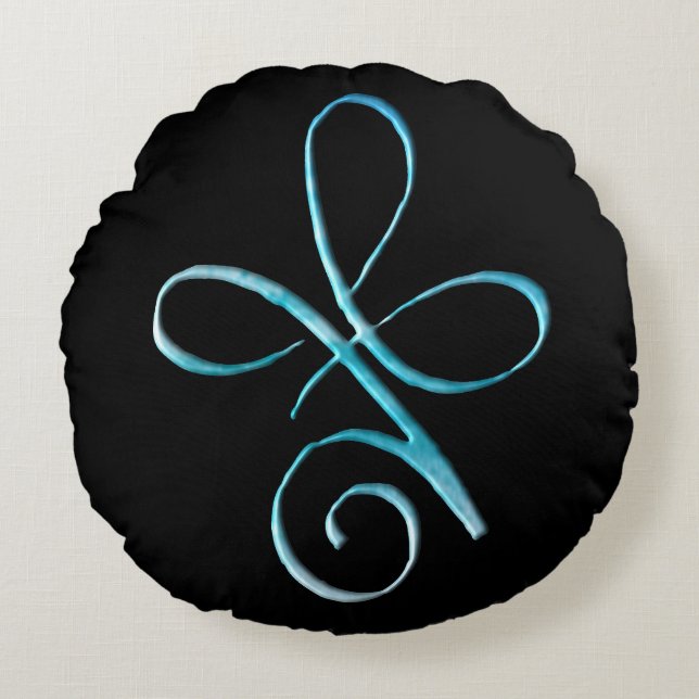 Turquoise Unconditional Love Round Pillow (Front)