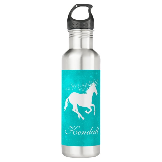 Turquoise Unicorn Personalized 710 Ml Water Bottle (Front)
