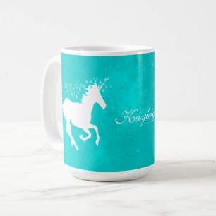 Turquoise Unicorn Personalized Coffee Mug