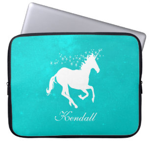 Turquoise Unicorn Personalized Laptop Sleeve