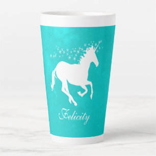 Turquoise Unicorn Personalized Latte Mug