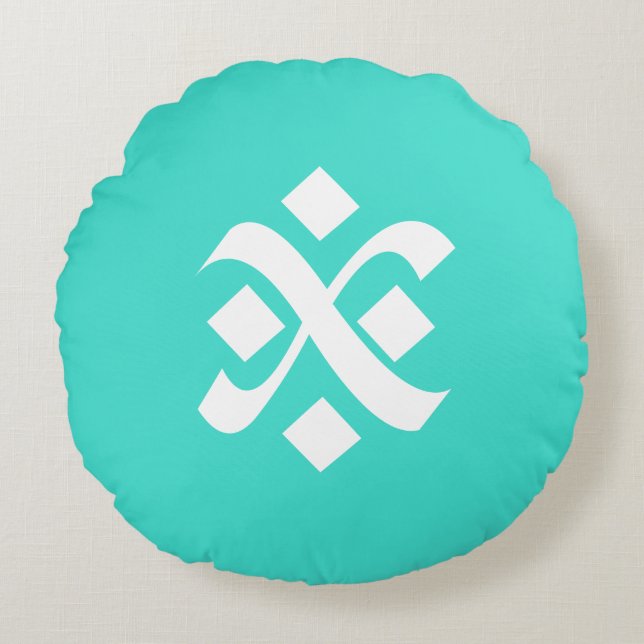 Turquoise Uniform Solid Boho Colours Round Pillow (Front)