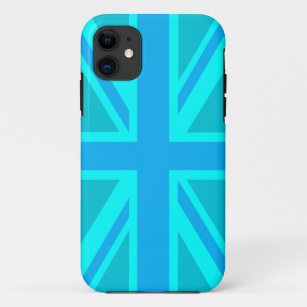 Turquoise Union Jack British Flag iPhone 11 Case