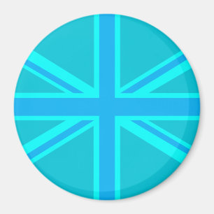 Turquoise Union Jack British Flag Design Magnet