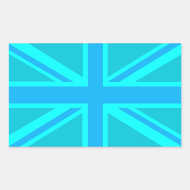 Turquoise Union Jack British Flag Design Sticker (Front)