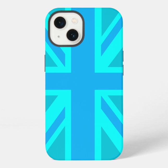 Turquoise Union Jack British Flag iPhone Case (Back)
