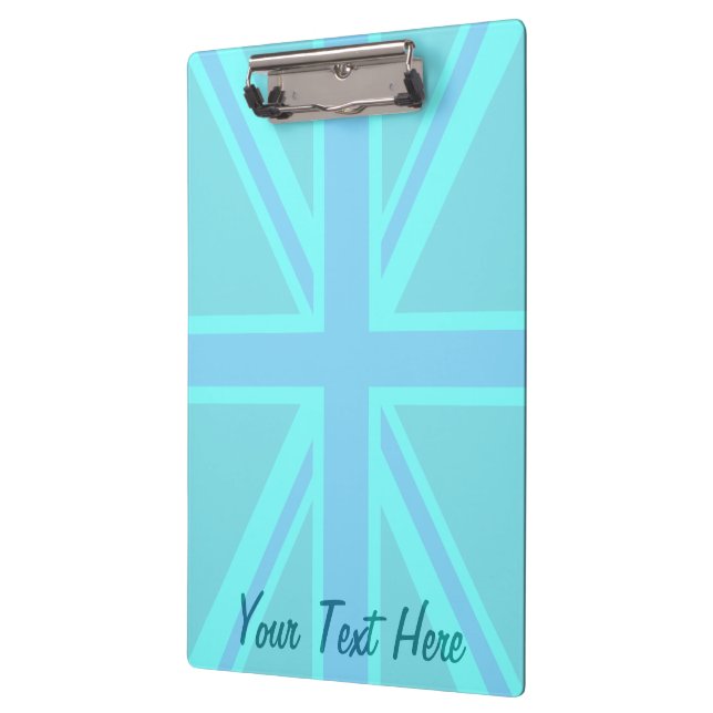 Turquoise Union Jack Flag Customise it Clipboard (Left)