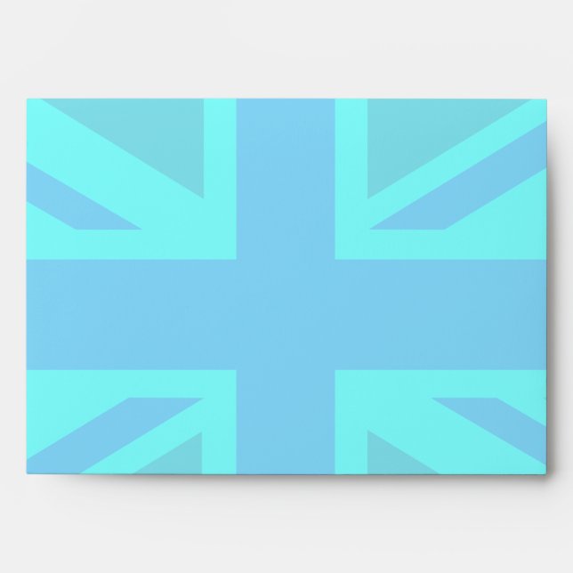 Turquoise Union Jack Flag Customise it Envelopes (Front)