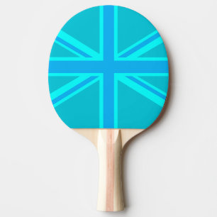 Turquoise Union Jack Flag Customise it Ping Pong Paddle