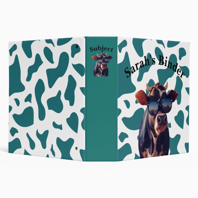 Turquoise Vache Imprimer Classeur personnalisé 2" (Arrière-plan)