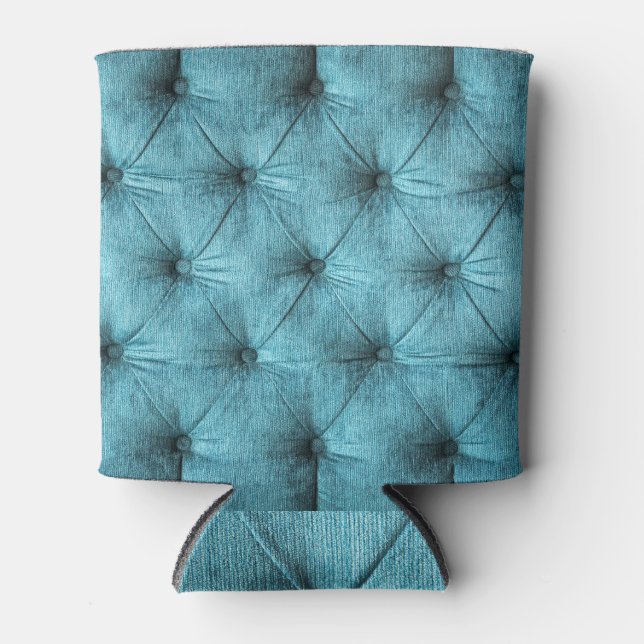 Turquoise Velvet Sofa Close Up Can Cooler (Front)