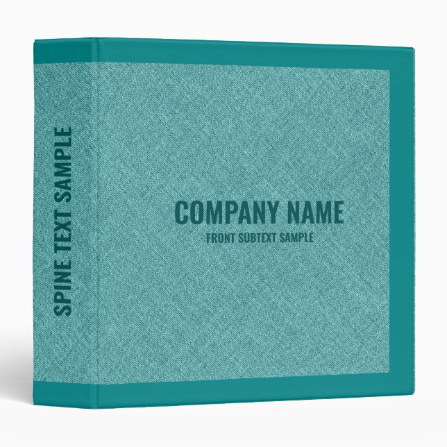 Turquoise Vert Faux texture lin 3 Anneau Classeur (Devant/Côté)