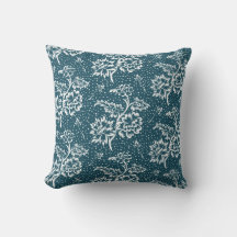 Turquoise Vert Floral Chintz Élégant Oreiller à la