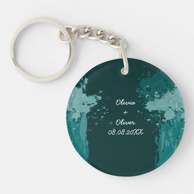 Turquoise Vert Porte - clé Mariage Faveur (Devant)