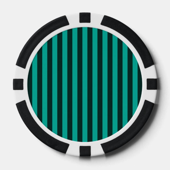Turquoise Vertical Stripes Style Decor Poker Chips (Front)