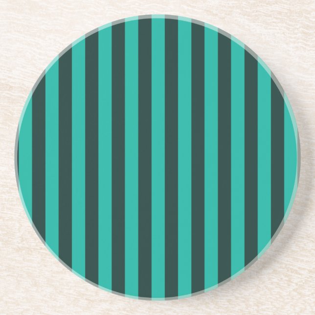 Turquoise Vertical Stripes Style Graphic Coaster (Front)
