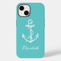 Turquoise Vintage Anchor Monogram