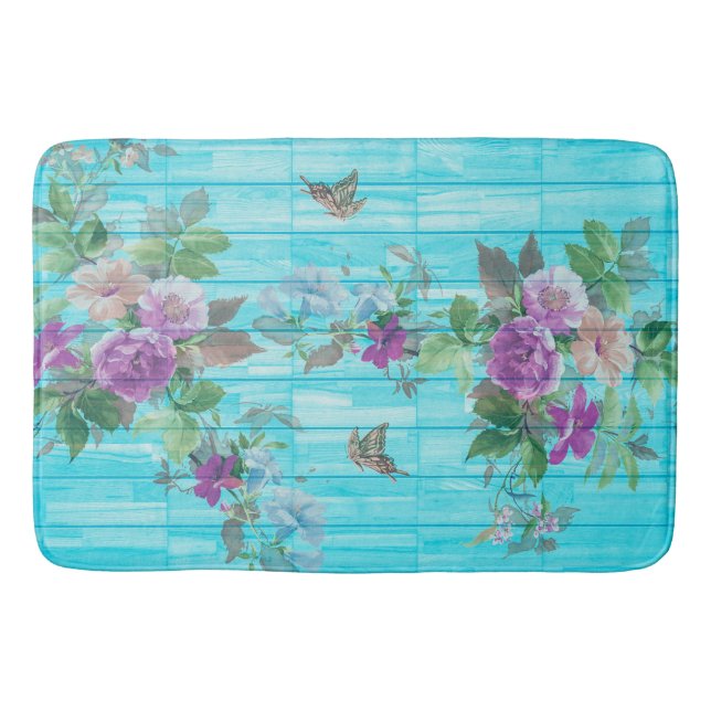 Turquoise Vintage Bath Mat (Front)