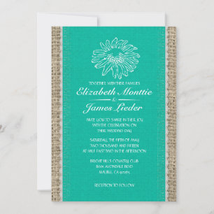 Turquoise Vintage Lace Wedding Invitations