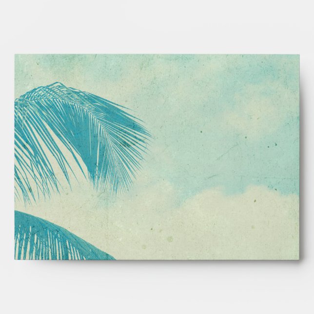 Turquoise Vintage Palm Tree Envelopes (Front)