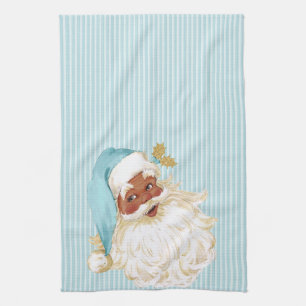 Turquoise Vintage Santa Claus of Colour Kitchen Towel