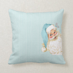 Turquoise Vintage Victorian Santa Shabby Colours Throw Pillow