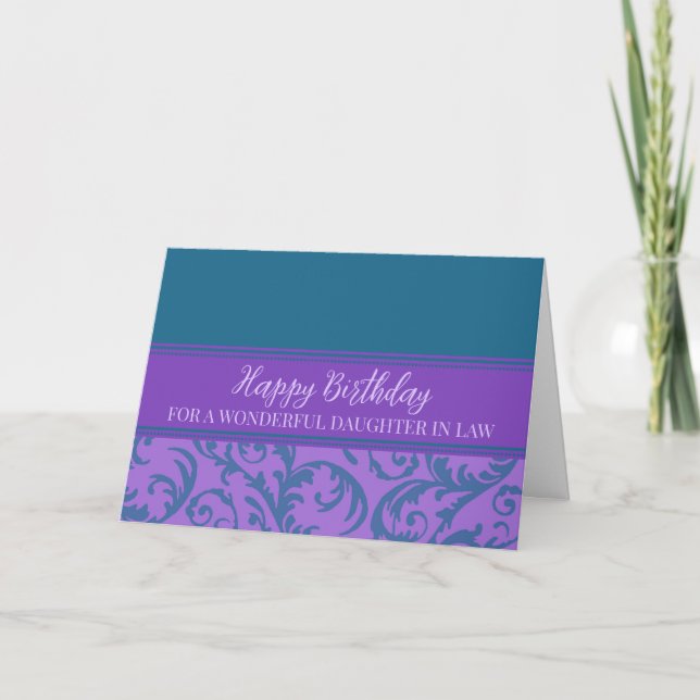 Turquoise Violet Fille en droit Carte d'anniversai (Devant)
