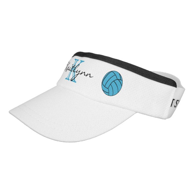 Turquoise Volleyball Monogram Sport Sun Visor (Angled)