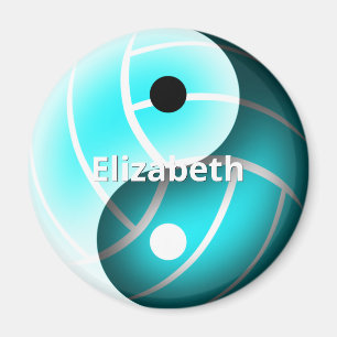 turquoise volleyball yin yang personalized magnet