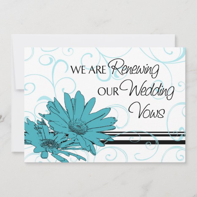 Turquoise Vow Renewal Ceremony Invitation Card (Front)