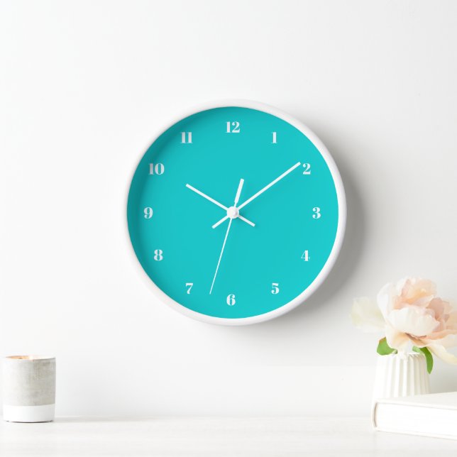 Turquoise Wall Clock - Choose Colours and Font (Home)