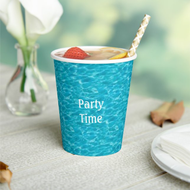 Turquoise Water Image Party Time Paper Cups (Insitu)