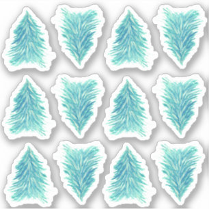 Turquoise Watercolor Christmas Tree 