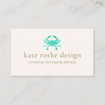 Turquoise Watercolor Crab Coastal