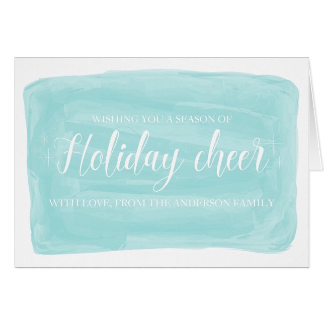 Turquoise Watercolor Holiday Cheer (Front Horizontal)