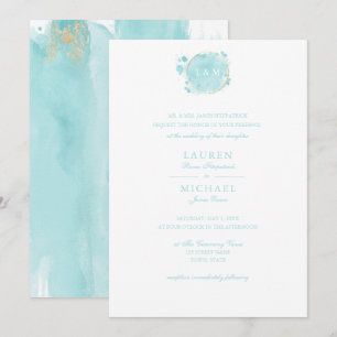 Turquoise Watercolor  Invitation