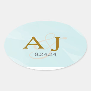 Turquoise Watercolor Monogram Label
