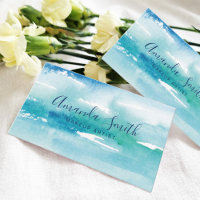 Turquoise Watercolor Ocean Business Card