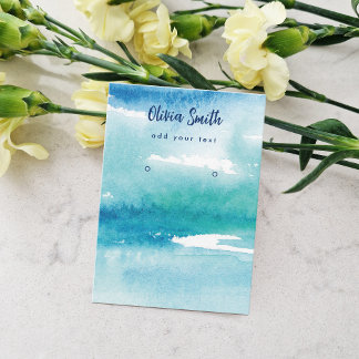 Turquoise Watercolor Ocean Earring Display Card 