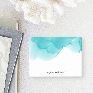 Turquoise Watercolor Personalized Post-it Notes