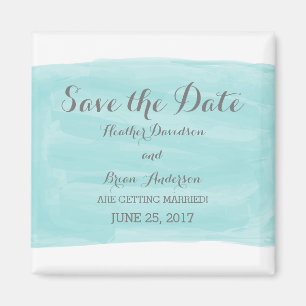 Turquoise Watercolor Save the Date Magnet