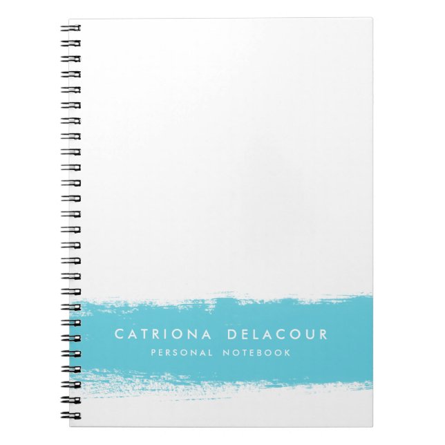 Turquoise Watercolor Splash Personalized Notebook (Front)