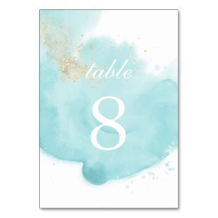 Turquoise Watercolor  Table Number