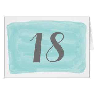 Turquoise Watercolor Table Number Card