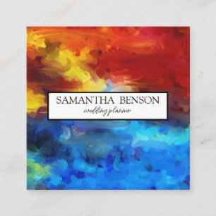 Turquoise Watercolor Wedding Planner Square Busine Business Card